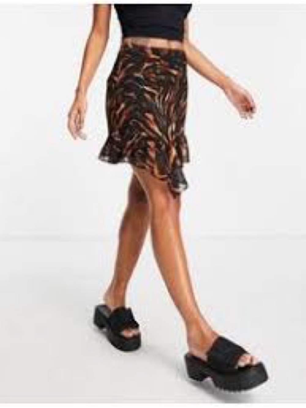 Topshop Animal Print Asymmetric Ruffle Mini Skirt.